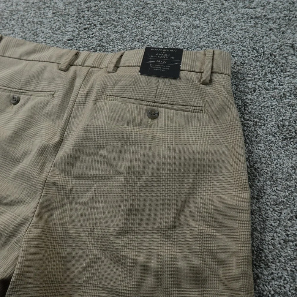 NEW Banana Republic Pants Mens 34X30 Beige Slim Tapered Chino Trouser‎ Stretch